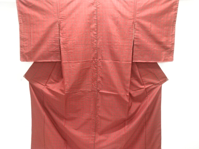 アンティーク　格子織り出し本場大島紬着物